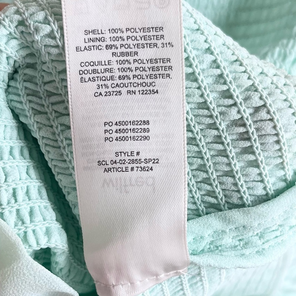Aritzia Wilfred Pale Mint Smocked Chiffon Ruffle Temptest Top Cottagecore - Picture 5 of 8